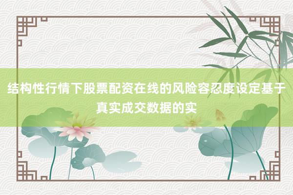 结构性行情下股票配资在线的风险容忍度设定基于真实成交数据的实